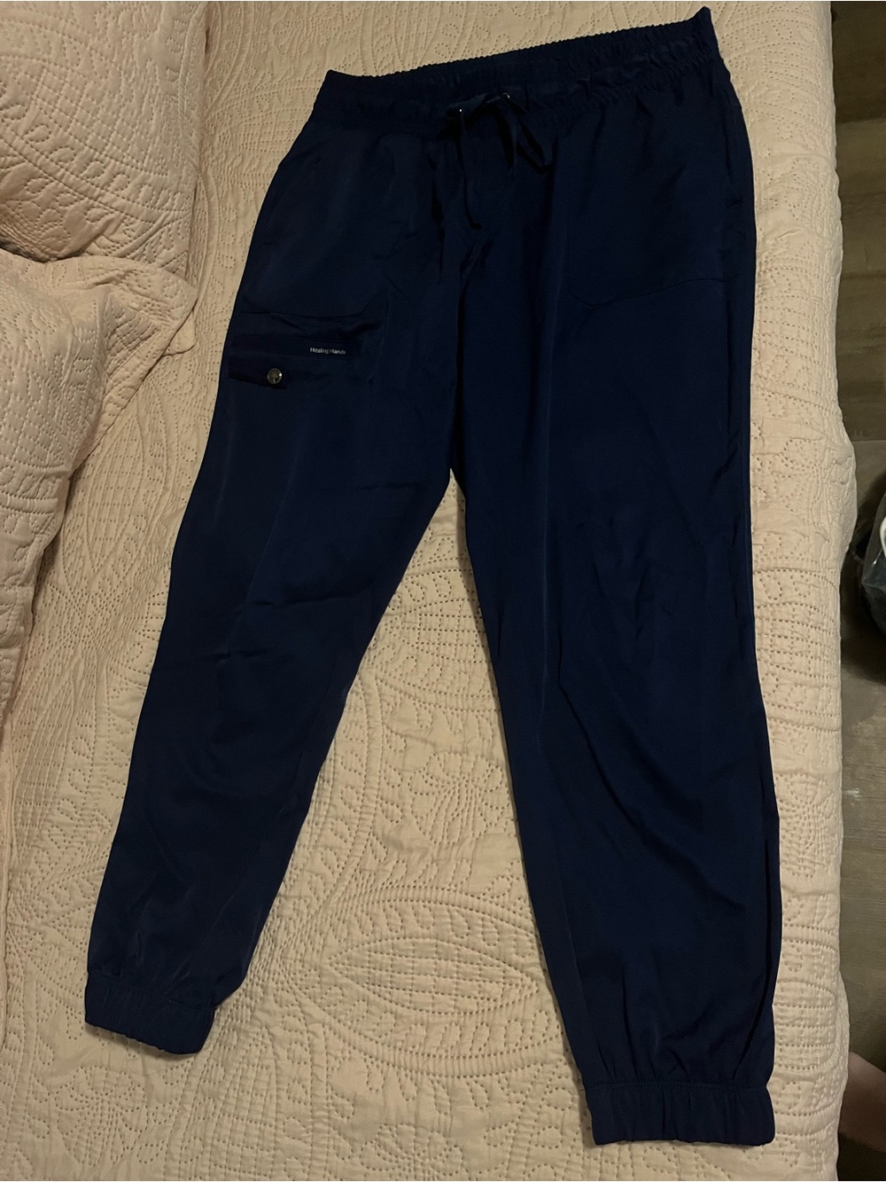 Women’s Navy Jogger Scrubs - Elastic Waist & Cuffed Ankles